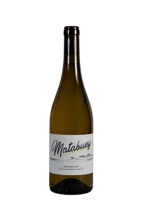 Botella de Matabuey Verdejo de Nava Valley, vino blanco de Segovia
