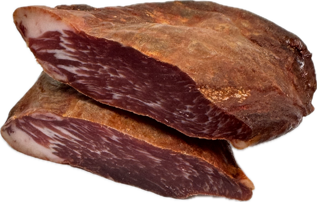 Detalle de presa de cerdo Duroc curada