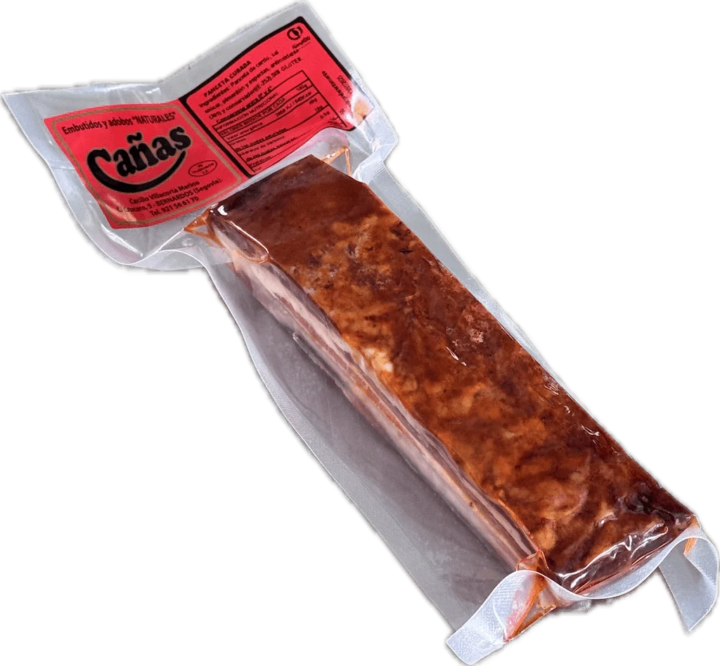 Panceta curada adobada con pimentón de la Vera