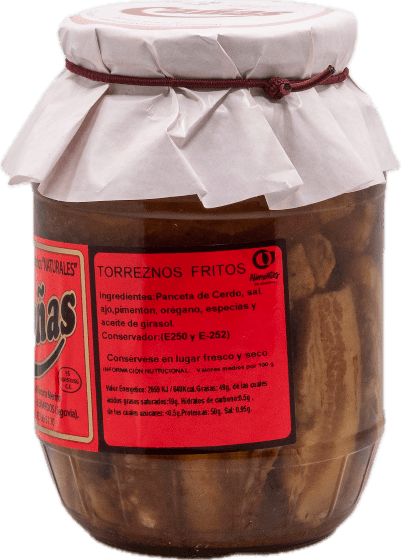 INGREDIENTES DE TORREZNO FRITO A LA ORZA EN TARRO DE CRISTAL